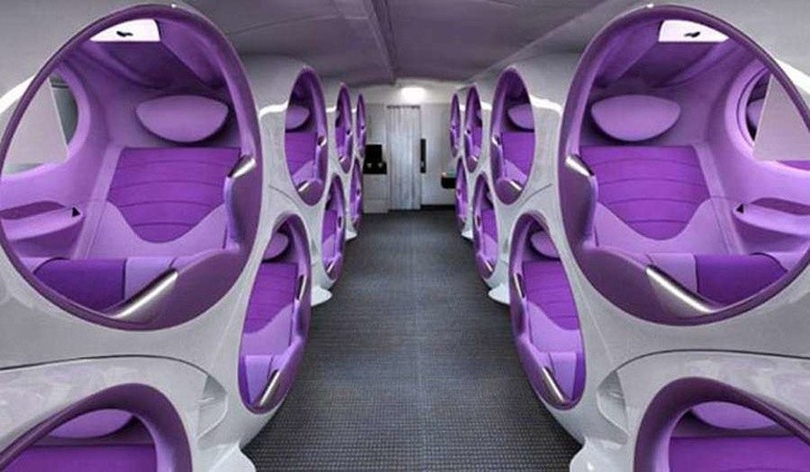 Stellt euch vor, ihr könntet diese Sitze auf eurem Flug genießen: Sie haben komplett rückstellbare Lehnen und sind mit einem Controller für die Regulation von Licht und Temperatur sowie einem persönlichen Bildschirm ausgestattet.