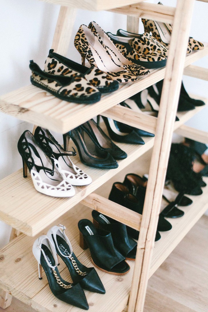 4. Here is a great idea for storing and displaying shoes!