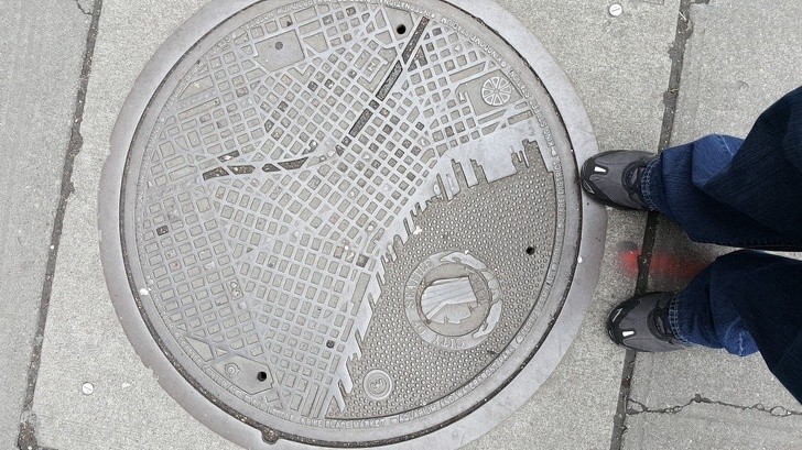 13. A map of the city is printed on the Seattle manholes.