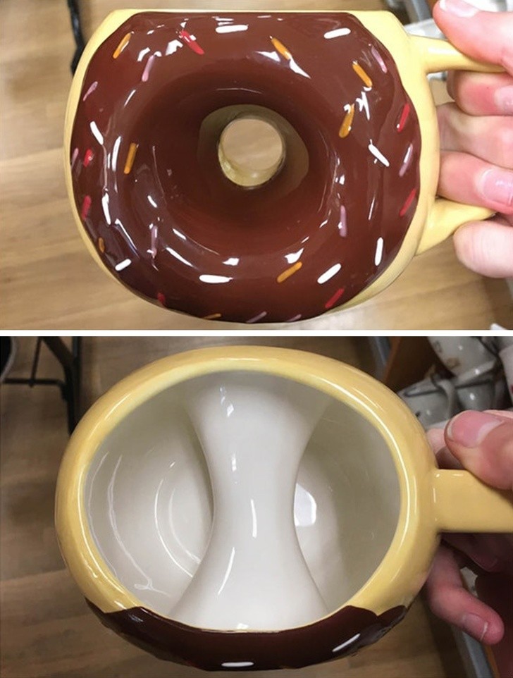 Donut-shaped cup.