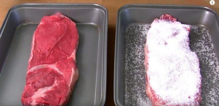 1. Tenderize meat with coarse salt