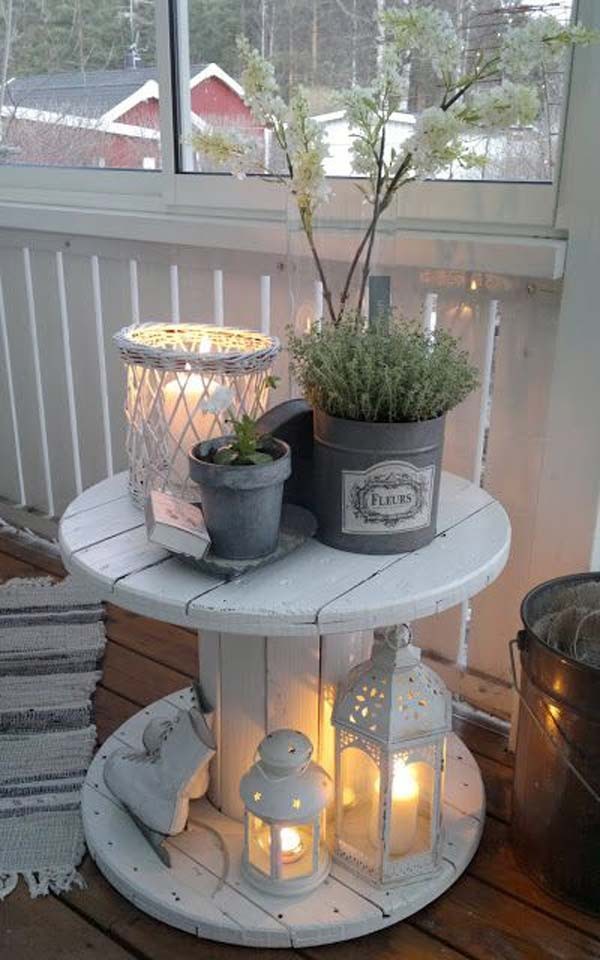 10. A cable reel can become a very stylish balcony table