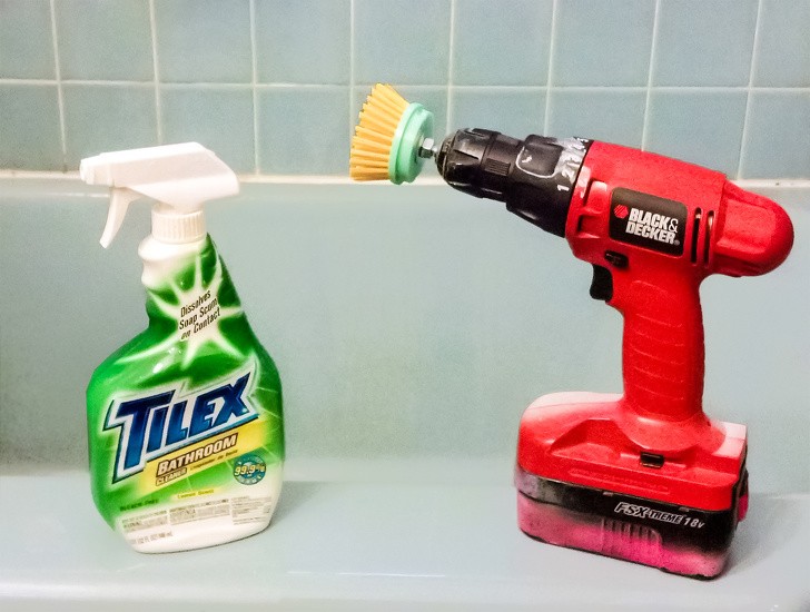 Deep cleaning? Attach a brush to a drill and get busy!