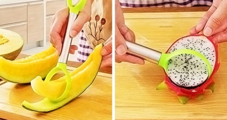 12. Separa la frutta dalla buccia con un unico gesto con questo versatile strumento.