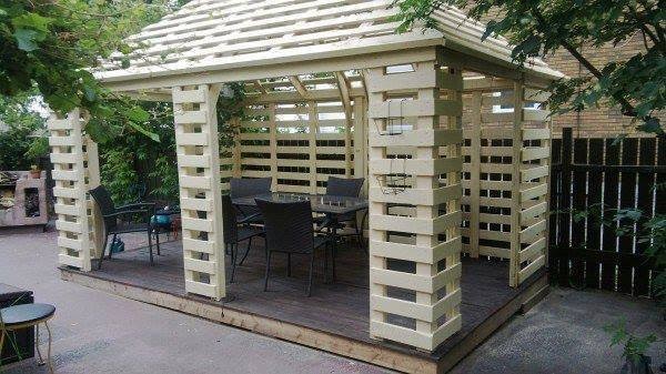 18. Solo per i più esperti e tenaci: un gazebo in pallet