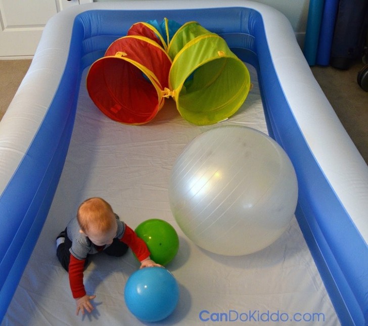 Do you need a play box for your child? You can get a roomy and safe play box that is bruise and bump proof by using an inflatable pool!