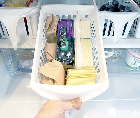 Drawers and containers for the refrigerator are a great way to keep it tidy and clean. Definitely, a strategy to try!