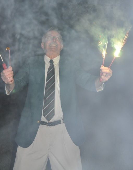 "There were sparklers at my wedding, and I think my father-in-law has fallen in love with them!"