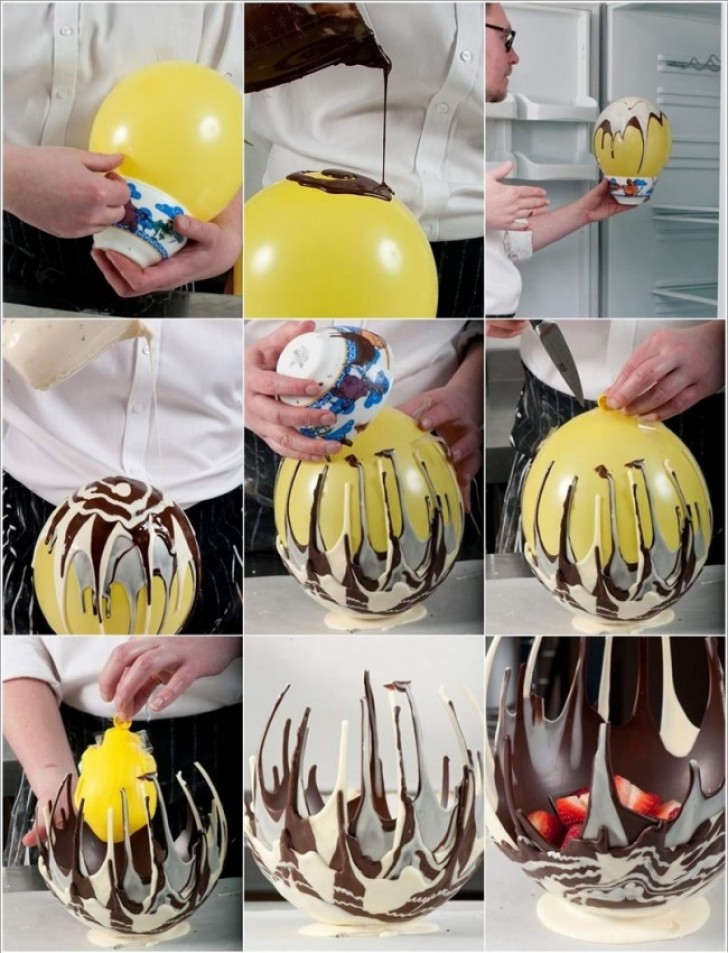 How about a bowl made of chocolate to serve some sweet strawberries?