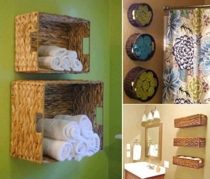 You probably are aware of the versatility of wicker baskets, but maybe not applied to bathroom design --- here's a cue!
