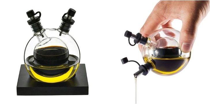 9. Un set élégant et pratique pour l'huile et le vinaigre en verre soufflé.