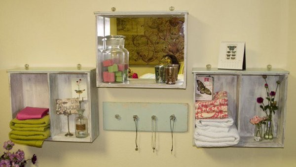 4. Here are three drawers turned into original vintage style bathroom furniture.