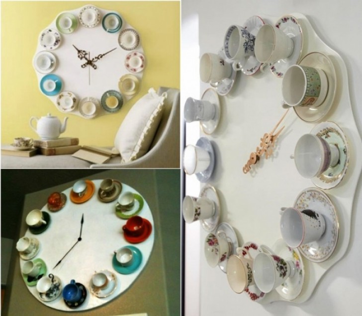 10. Another way to upcycle a set of cups and saucers is to create a clock!