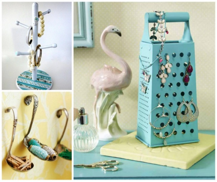 15. A cheese grater to organize and display jewelry and other useful items!
