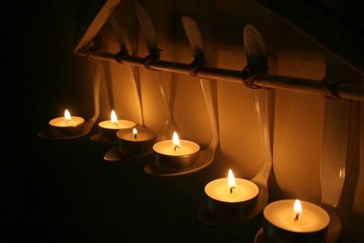 22. Unusual candle holders made from old spoons and ladles!