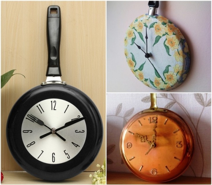 3. Have you accumulated scratched pans in the cupboard? Pull them out and convert them into wall clocks!