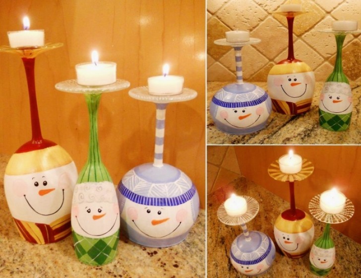 7. Cups and goblets, decorated with imagination and upside down, change into cute candlesticks!