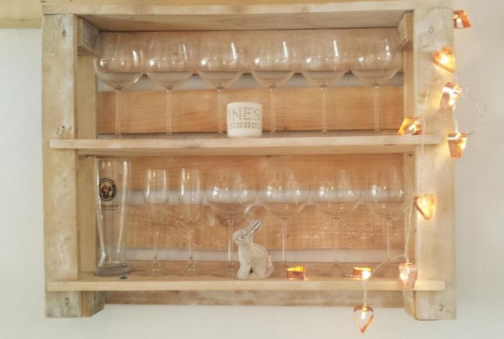 13. A wooden pallet wine glass credenza!