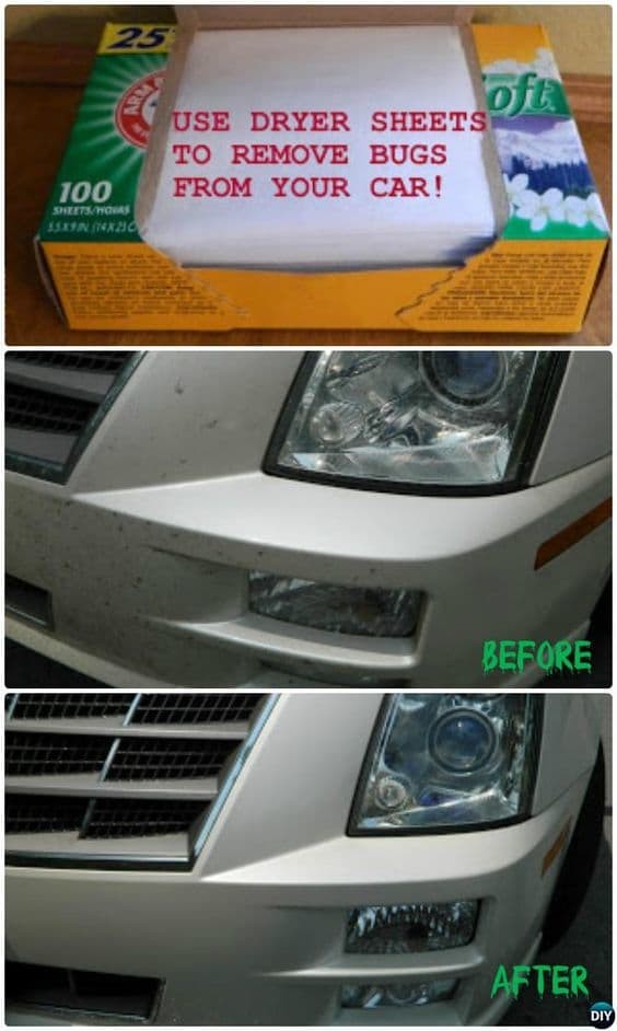 A quick way to clean car lights is to use the dryer sheets that you usually put in the clothes dryer.