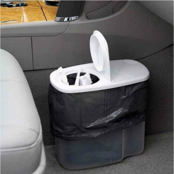 We do not know why cars are not equipped with it! In any case, get yourself a small trash basket and always keep it handy!