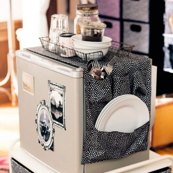 2. A practical over-the-fridge caddy that is perfect for small spaces!