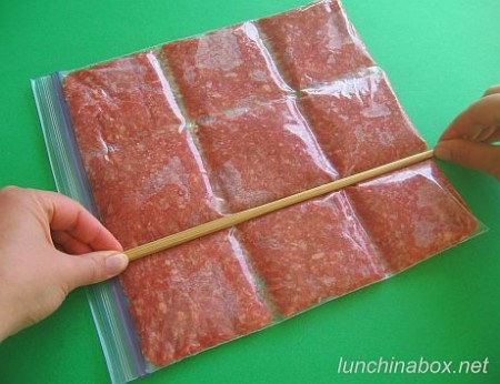 12. Using this method, you can freeze ground meat already divided into portions.