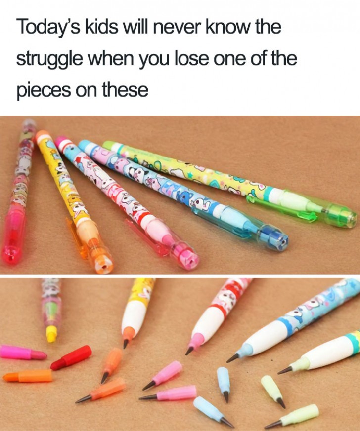 16. Les enfants d'aujourd'hui ne sauront jamais à quel point on était dégoûté quand on perdait un bout de ces crayons.