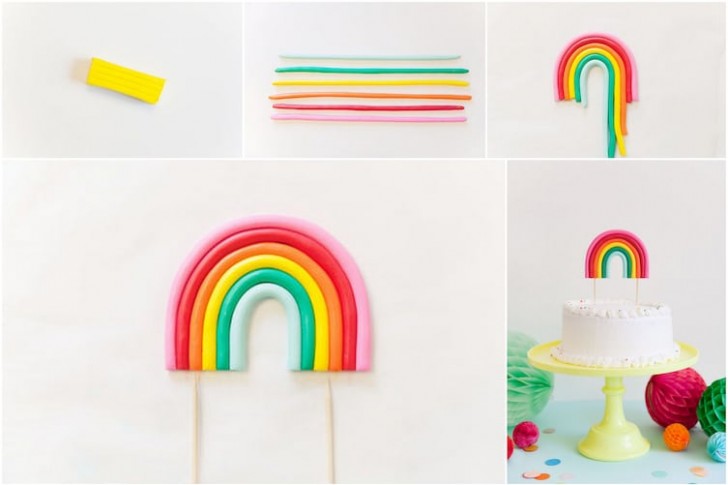 Hoe maak je zelfs de eenvoudigste taart origineel? Maak deze regenboog met fimo klei!