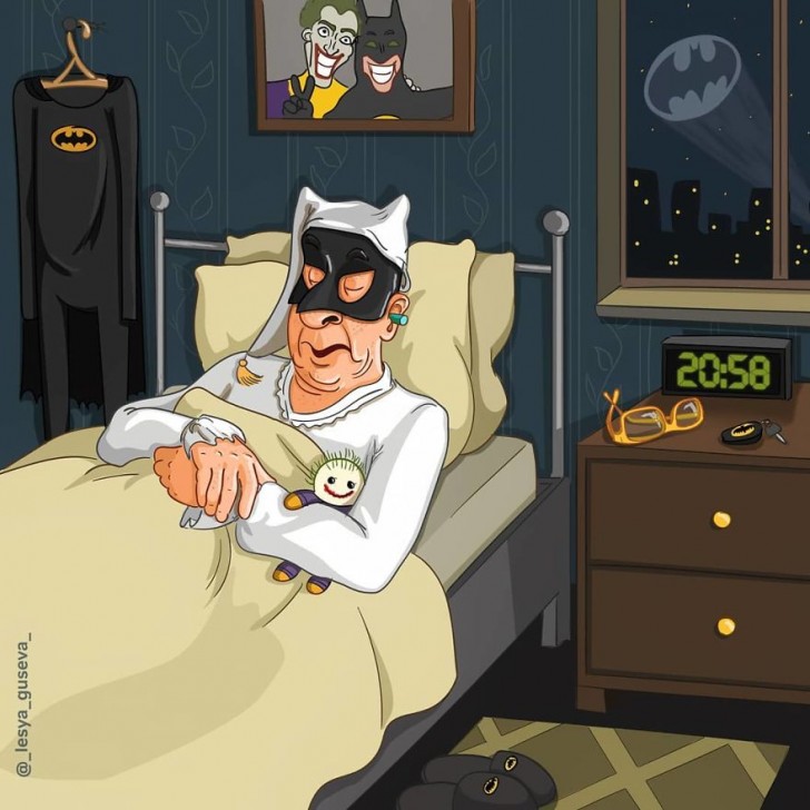 2. Batman se couche tôt (malgré les demandes d'aide).