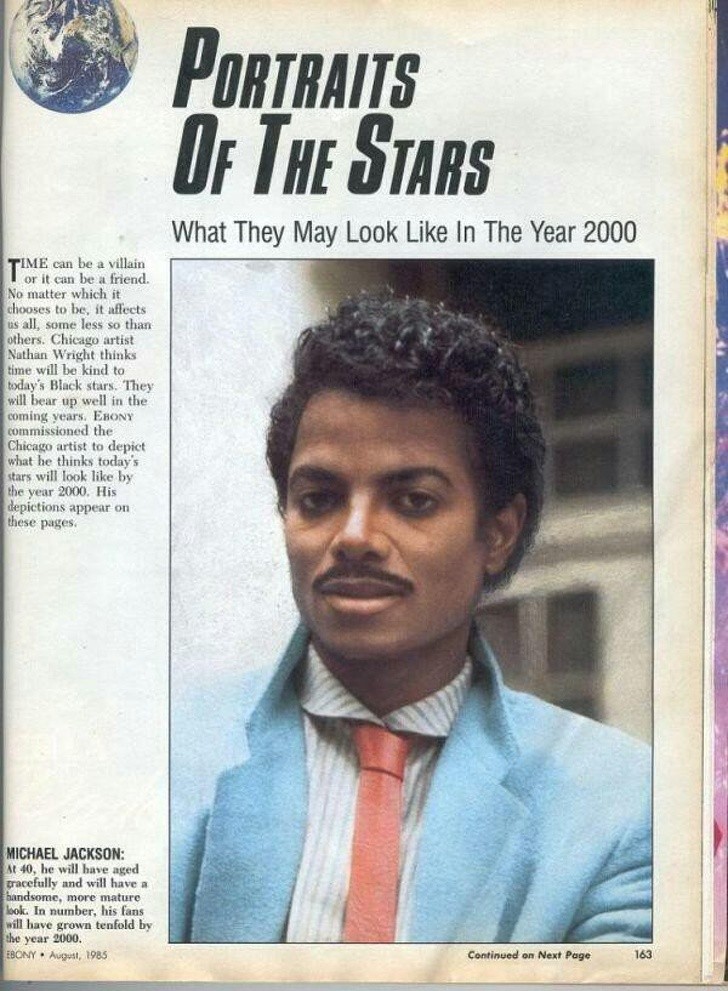 8. Eine Vorhersage, wie Michael Jackson im Jahr 2000 aussehen würde, nach einer Zeitschrift von 1985.