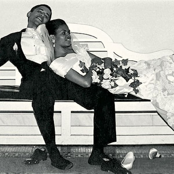 I coniugi Obama, il giorno del loro matrimonio, 1992.