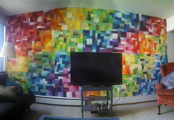 2. When your landlord forbids you from repainting the walls but says nothing about thousands of colored post-it notes.