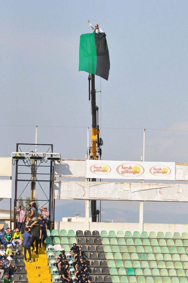 6. A fan banned from the stadium decides to rent a crane.