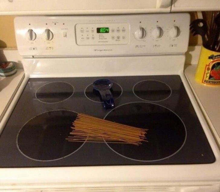 13. "Dear? Have you put the spaghetti on the stove?"
