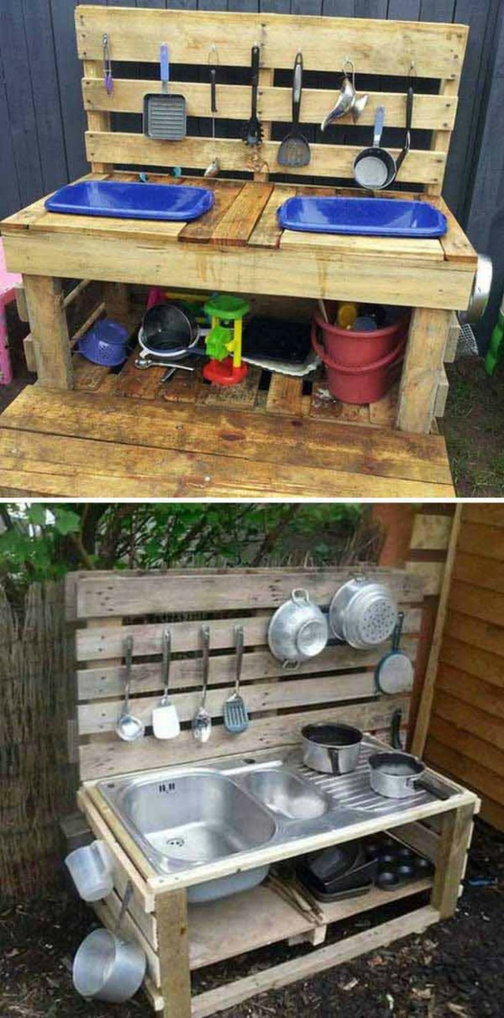12. Another example of a wooden pallet toy kitchen.