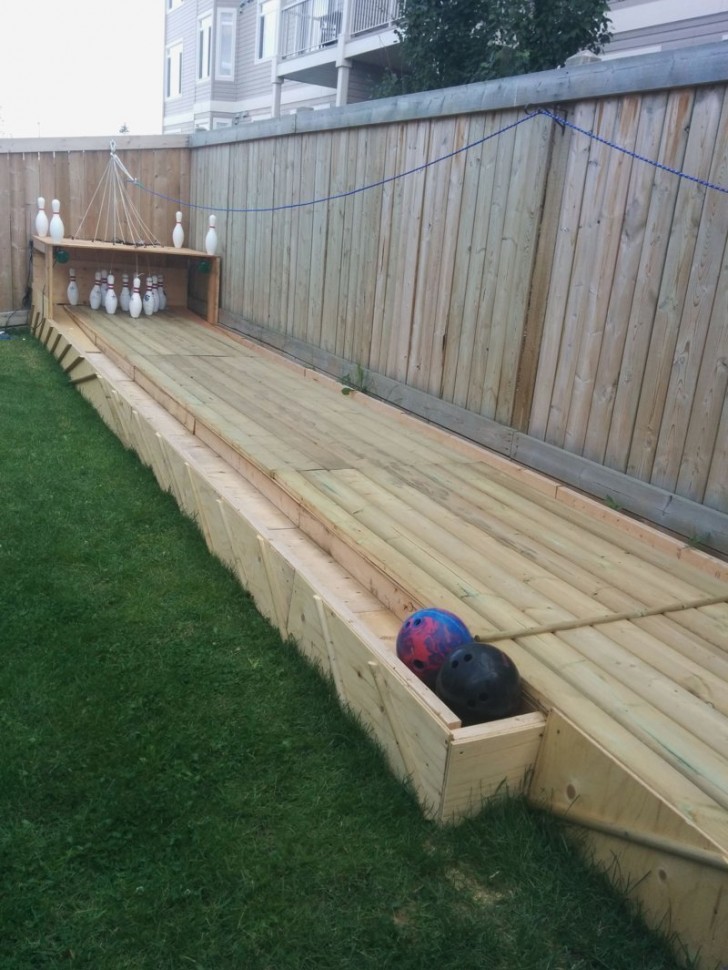 21. A very well-made do-it-yourself bowling alley
