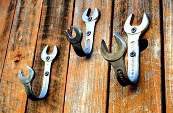 5. Other wrenches, shaped differently make great country-style coat hangers