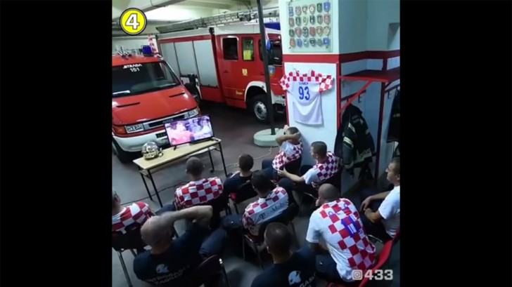 The firemen on duty at the Zagreb station in Croatia are following the decisive match between Croatia and Russia for a place in the 2018 World Cup Soccer Championship semifinals --- and such a game is an event not to be missed.