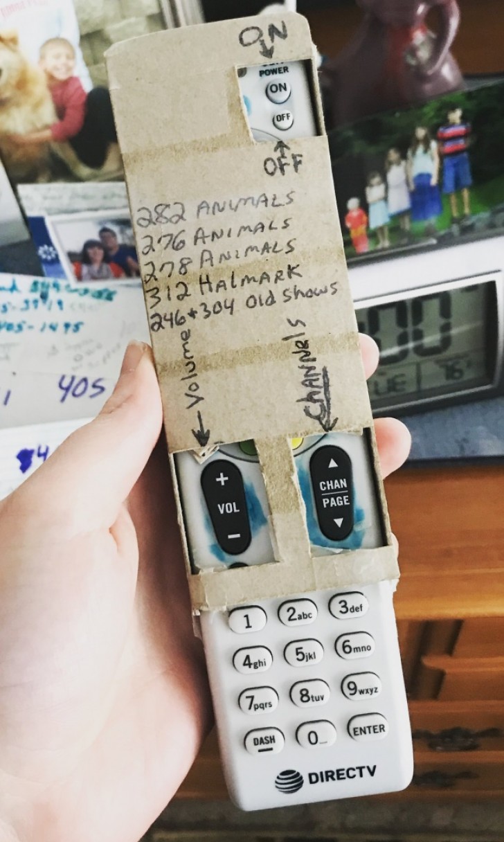 A simplified version of a remote control for a grandmother with Alzheimer's.