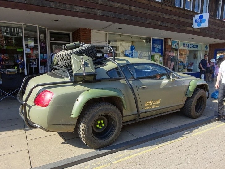 A Bentley that as has been modified and decked out with off-road 4-wheel drive!