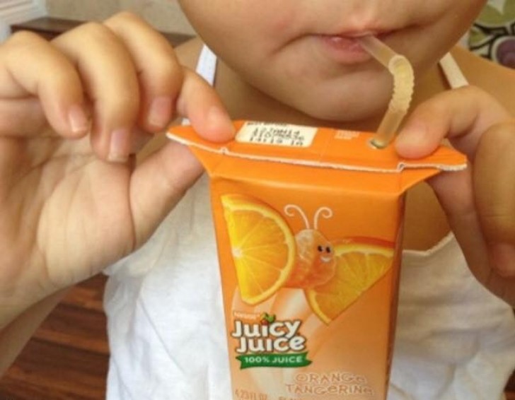 3. Donnons un sens aux ailes sur les jus de fruits : les chances qu'un enfant appuie sur l'emballage et se mette du jus partout sont grandement réduites !
