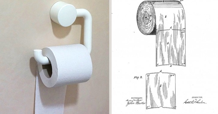 7. Das Patent ist klar: Der richtige Weg zum Aufhängen der Toilettenpapierrolle besteht darin, die Rolle nach außen laufen zu lassen.