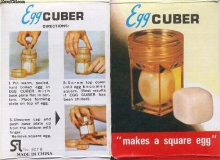 Gadget, um hartgekochte Eier in einer quadratischen Form zu erstellen.