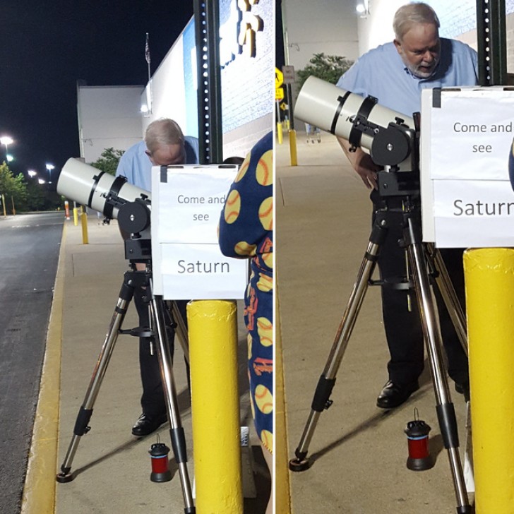 20. Qualcuno ha messo a disposizione dei passanti l'uso del suo telescopio per poter ammirare Saturno