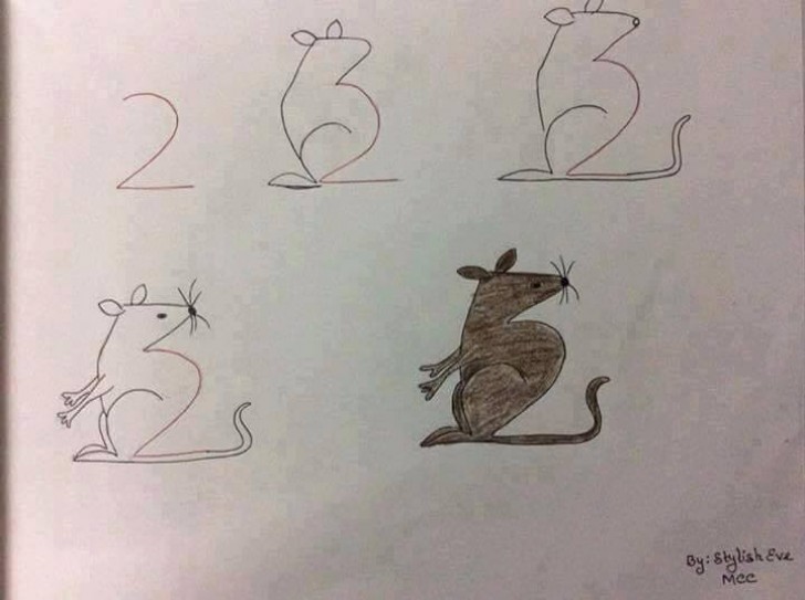 Une souris coquine est faite avec un 2.
