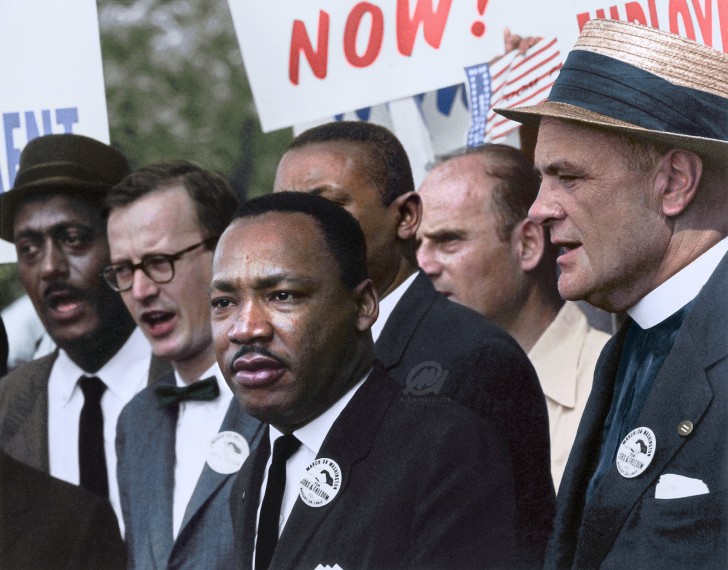 22. Martin Luther King, Jr. und Mathew Ahmann während des Marsches für die Bürgerrechte in Washinton, D.C., August 1963