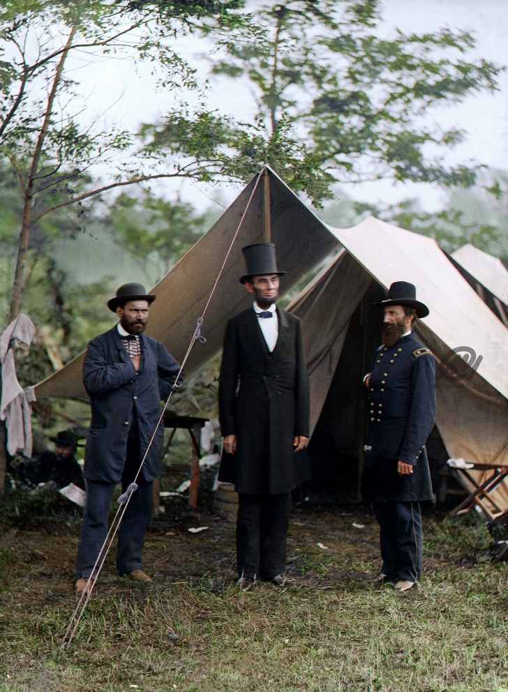 25. Der Präsident Lincoln bei der Schlacht von Antietam, 1862.