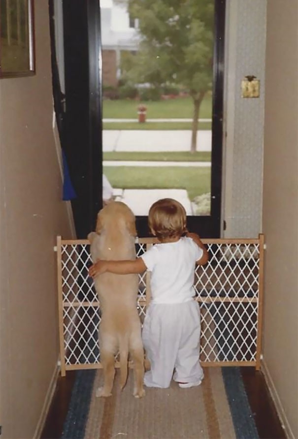 "Me and my puppy, around 1988."