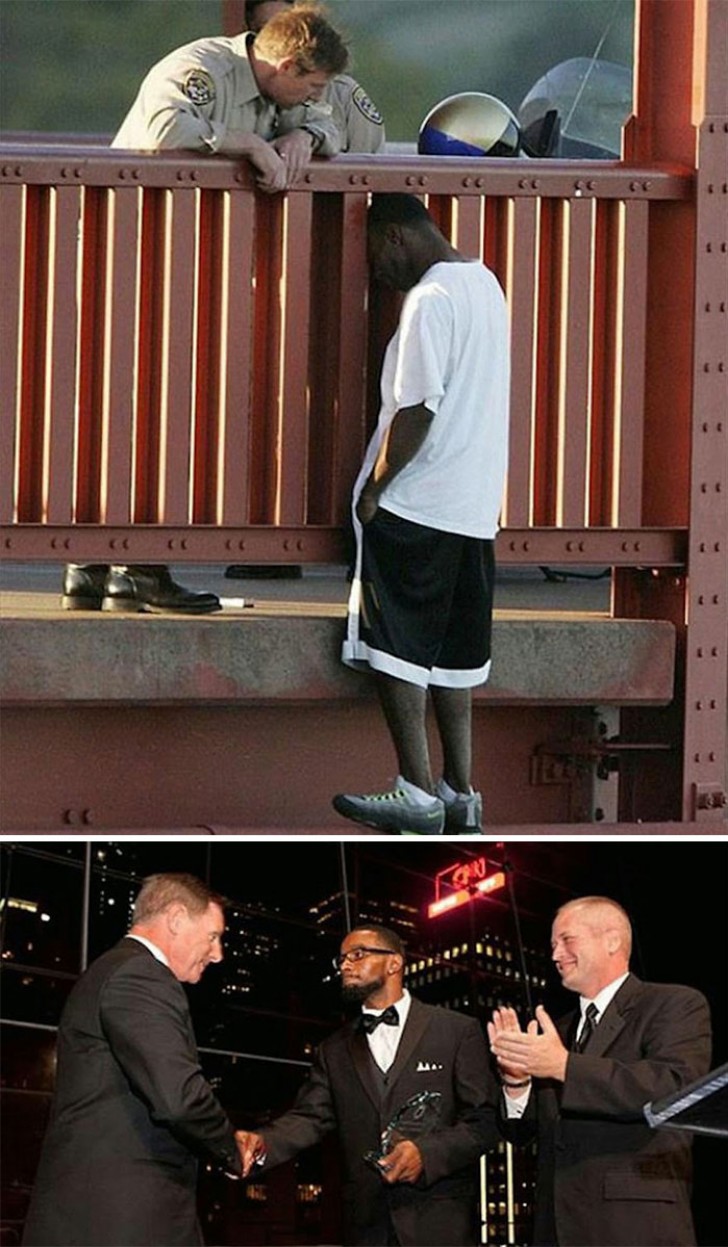 Um policial fala com um homem que quer se jogar de uma ponte. Anos depois, e já pai de dois filhos, o jovem decidiu fazer uma homenagem para o policial.