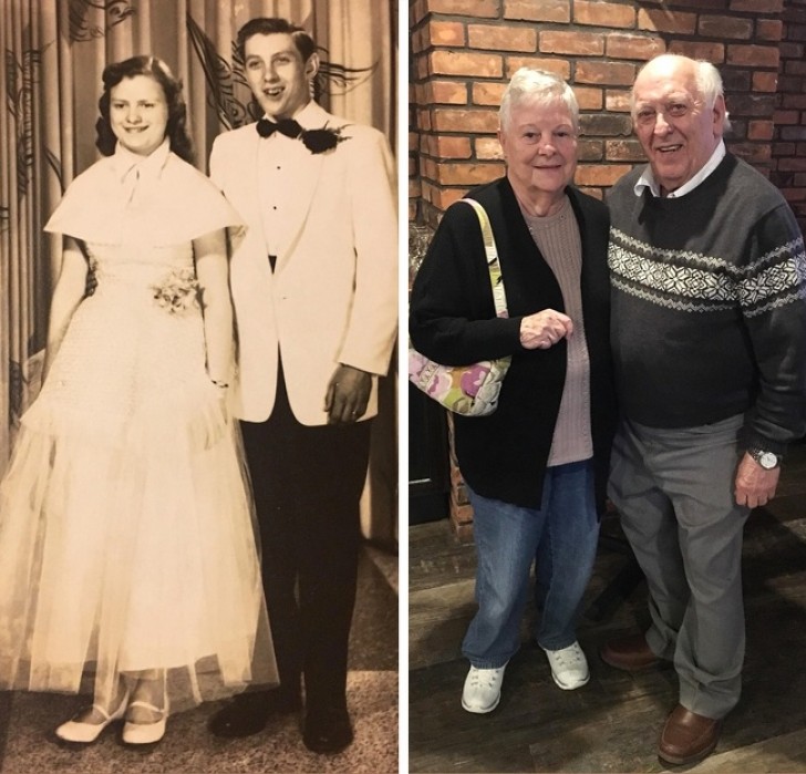 No baile da escola e 60 anos depois.